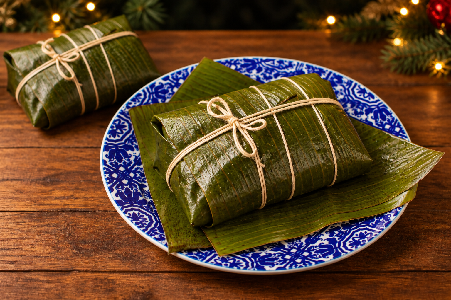 Hallaca envuelta en hoja de plátano